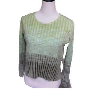 J.H. Collectibles Green/Brown Long Sleeve Crop Top Size Large